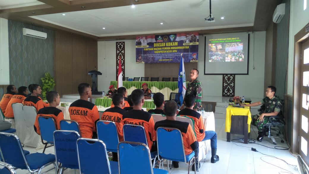 PENYAMPAIAN  MATERI WASBANG KODIM 0114/ ACEH JAYA DI KEGIATAN DIKSAR KOKAM PIMPINAN DAERAH PEMUDA MUHAMMDIYAH KAB.ACEH JAYA