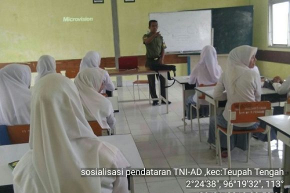 Koramil 01 Simtim Sosialisasi Pendaftaran Calon Prajurit TNI AD di SMK N 1
