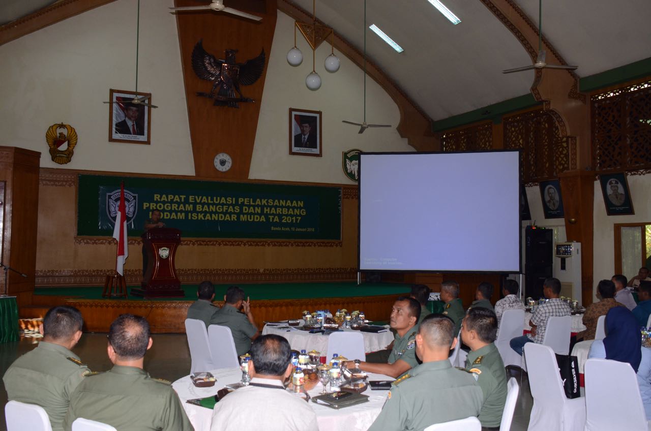 Kodam IM Gelar Rapat Evaluasi Pelaksanaan Program Bangfas dan Harbang TA.2017