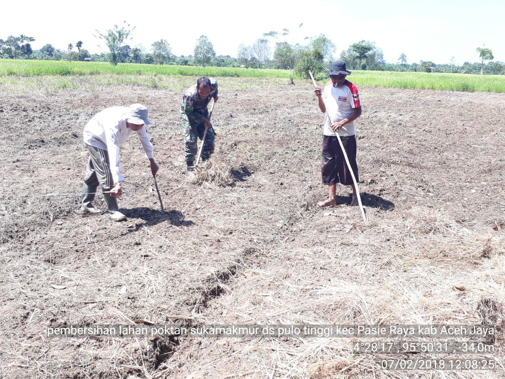 Kopda Supriadi Bantu Kelompok Tani Membersihkan Lahan