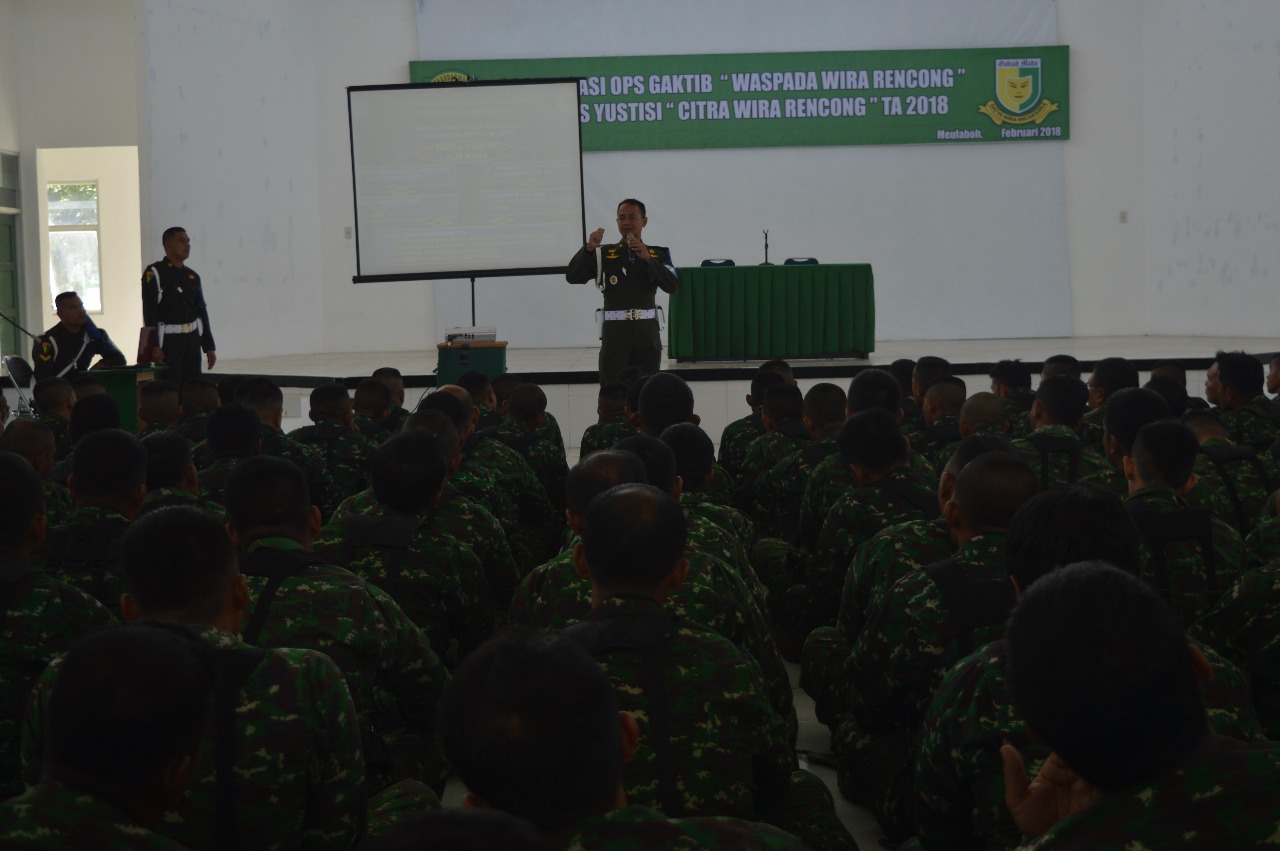 Denpom IM/2 Melaksanakan Sosialisasi Ops Gaktib di Yonif 116