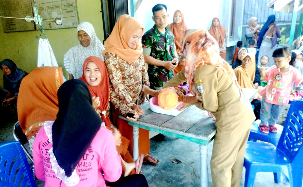 Babinsa bantu Pelaksanaan Posyandu pada Balita