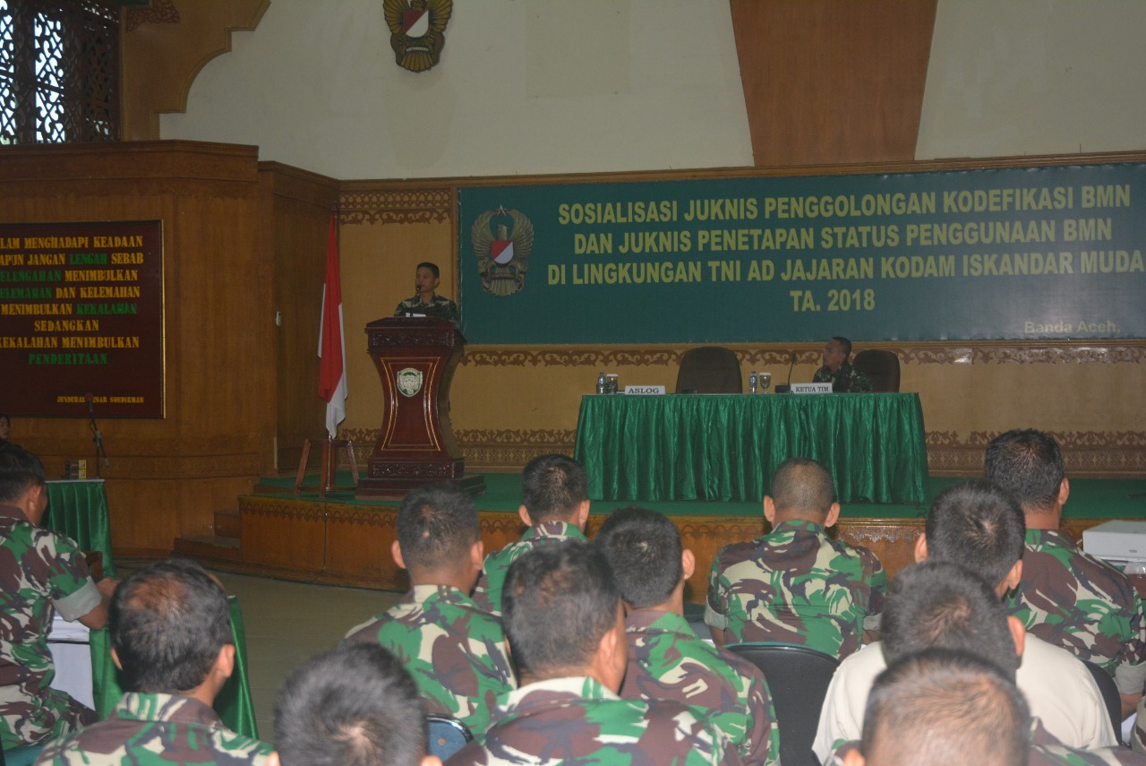 Aslog Kodam IM Buka Sosialisasi BMN Jajaran Kodam Iskandar Muda