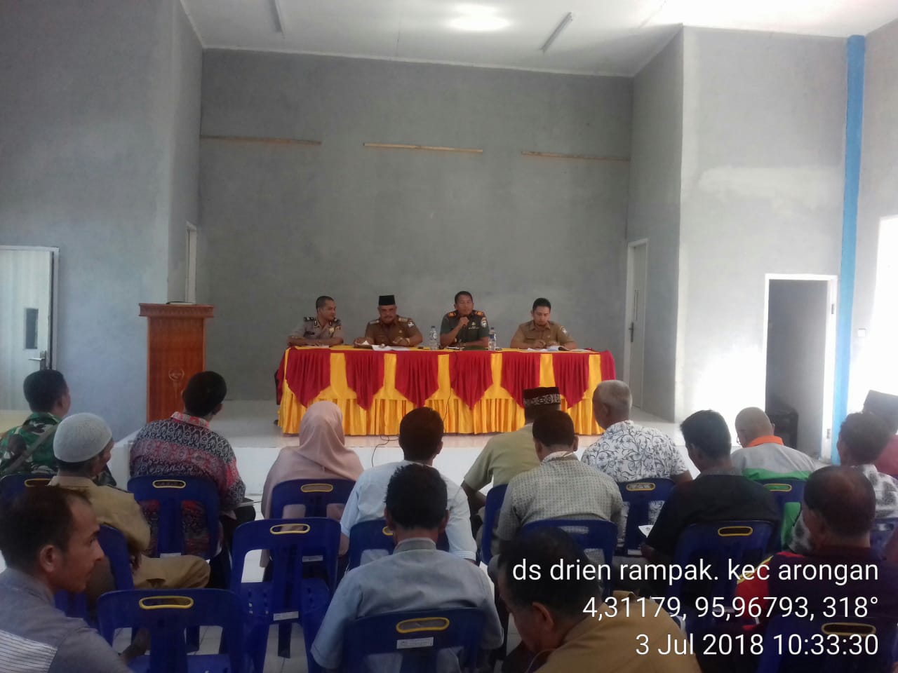 Sambut HUT RI ke 73, Danramil dan Muspika Arongan Gelar Rapat