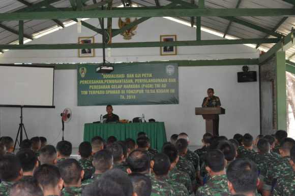 Prajurit Yonzipur 16 Terima Sosialisasi  dan Uji Petik P4GN dari Spamad