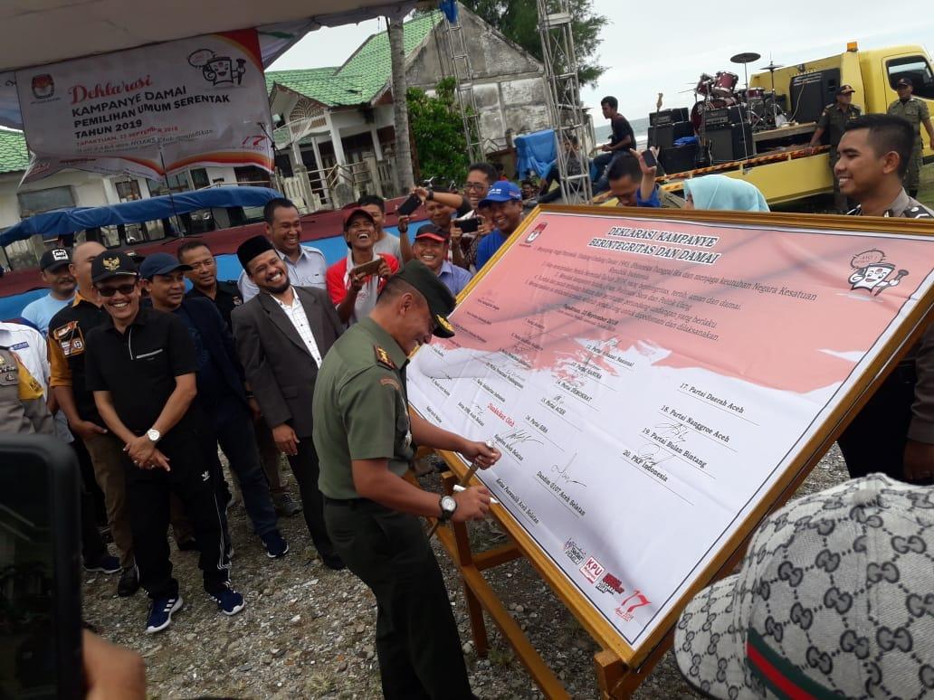Dandim 0107/Asel Dukung Deklarasi Kampanye Damai Pemilu 2019 di Aceh Selatan