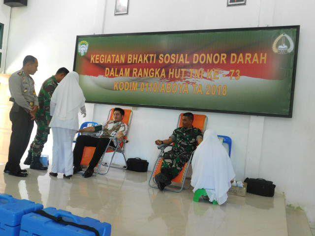 Peringati HUT TNI ke-73, Kodim 0110/Abdya Gelar Baksos Donor Darah