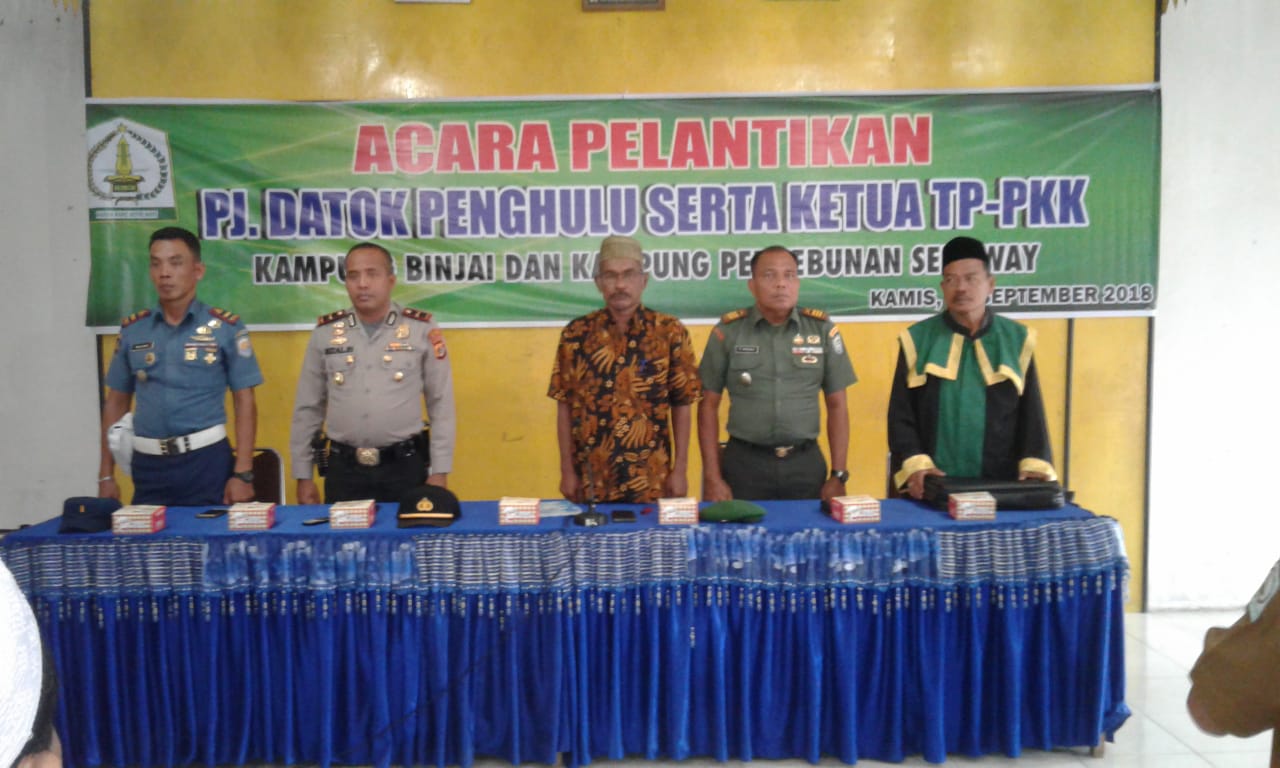 Danramil 03/Seruway Kodim 0117/Aceh Tamiang Hadiri Acara Pelantikan PJ.  Datok Penghulu dan Ketua TP-PKK