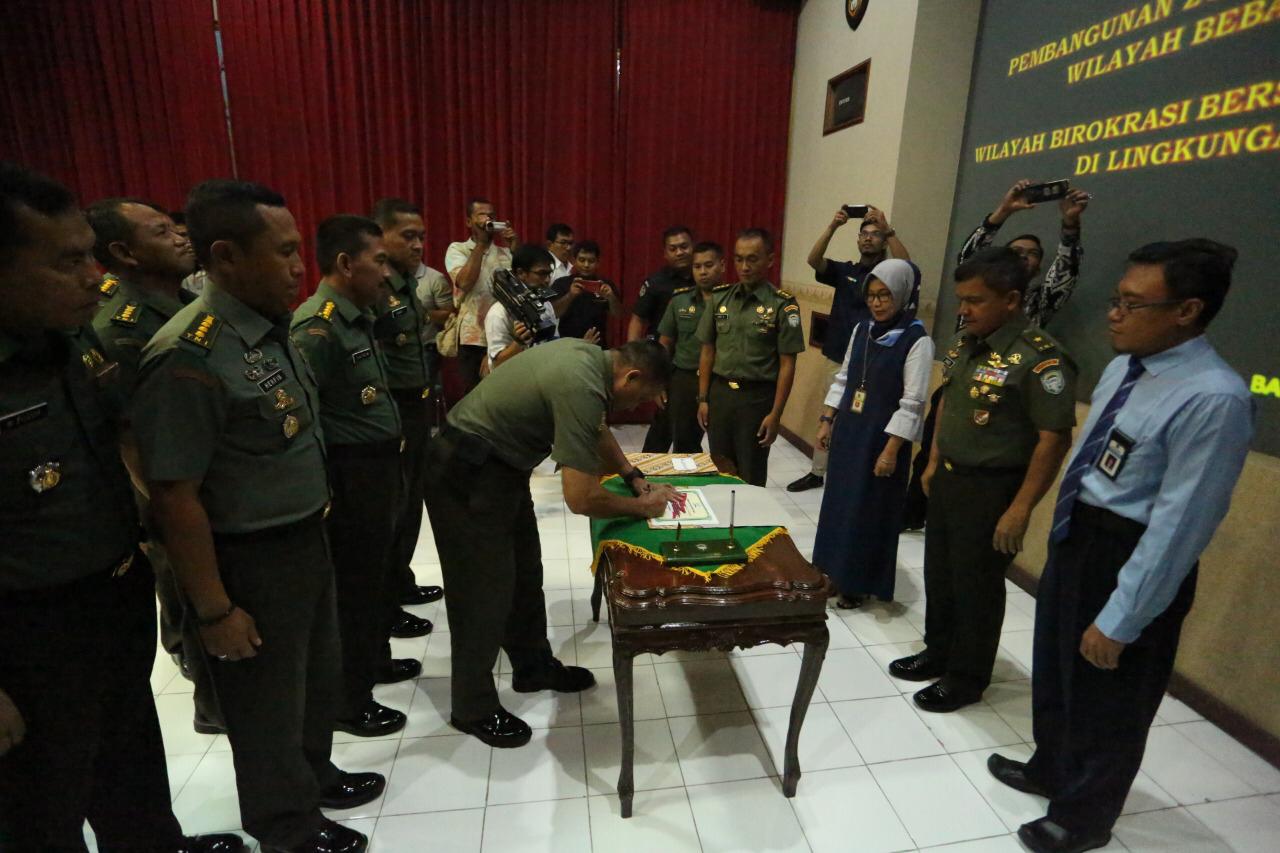 Pencanangan Zona Integritas Menuju Wilayah Bebas Korupsi (WBK) dan Wilayah Birokrasi Bersih dan Melayani (WBBM) Di Lingkungan Kodam IM