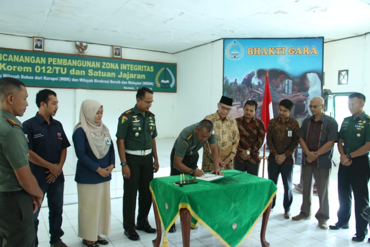 Korem 012/TU Canangkan Pembangunan Zona Integritas Menuju WBK/WBBM