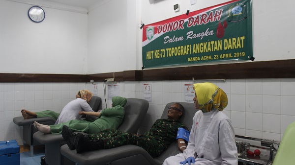 Dalam Rangka HUT Ke-73 Topografi, Topdam IM Laksanakan Donor Darah