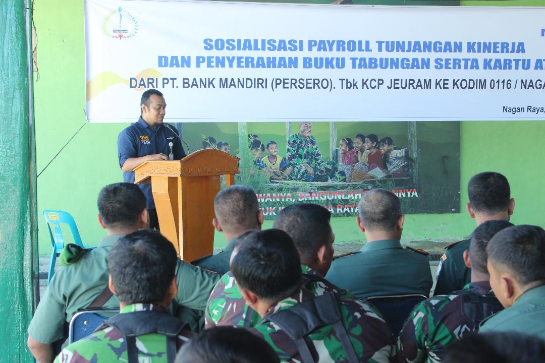 Personel Kodim 0116/Nagan Raya Terima Sosialisasi Perbankan Bank Mandiri