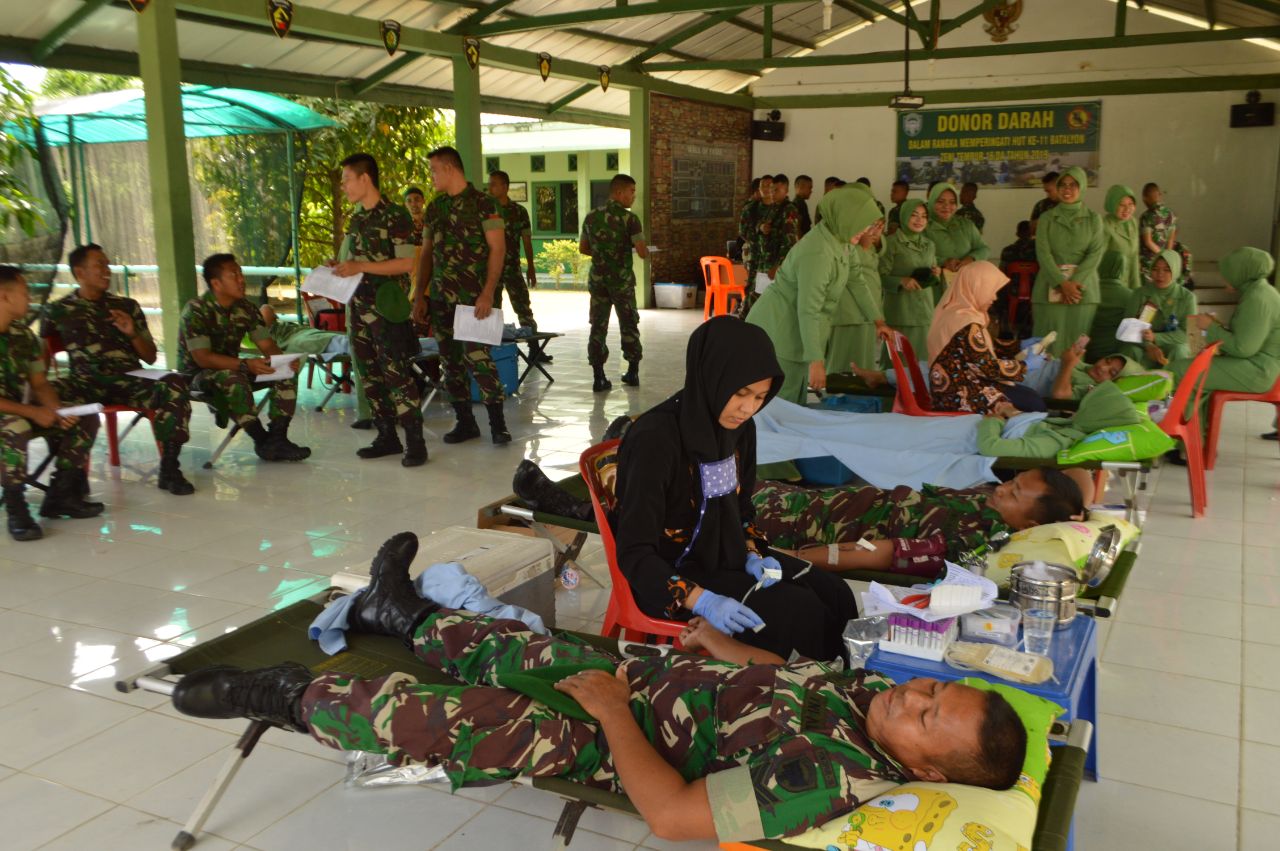 Peringati HUT- Ke 11, Yonzipur 16 Gelar Donor Darah