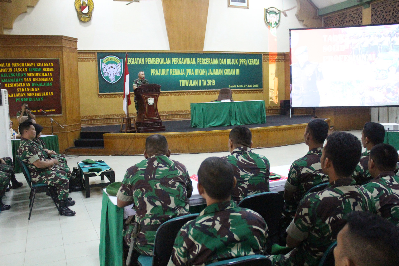 Bintaldam IM Adakan Pembekalan PPR kepada Prajurit Remaja