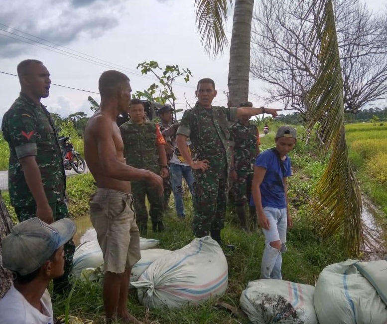 Danramil 07/Babahrot Memantau Proses Jalannya Panen Padi