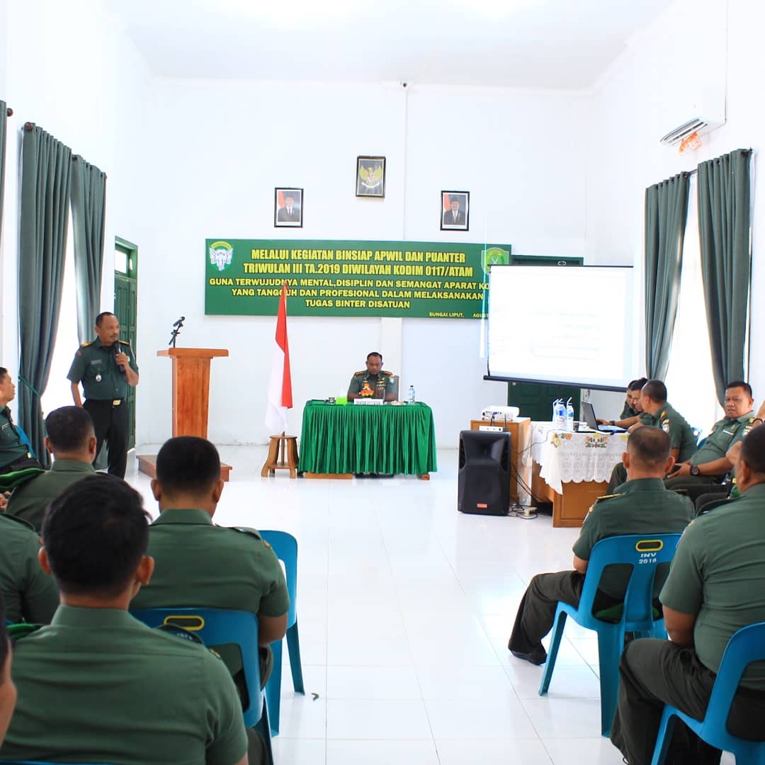 Kodim 0117/Atam Gelar Binsiap Apwil Dan Puanter TW. III TA. 2019