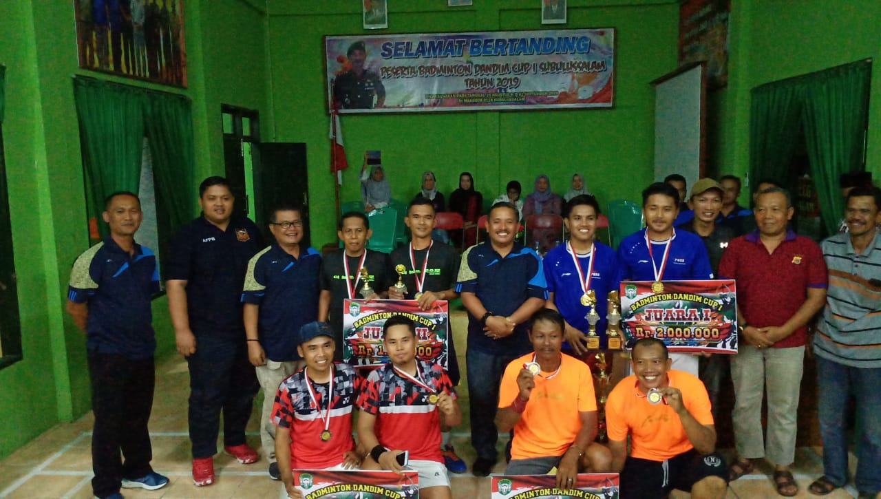 Letkol Inf Winarko Tutup Turnamen Bulutangkis Dandim Cup I Subulussalam