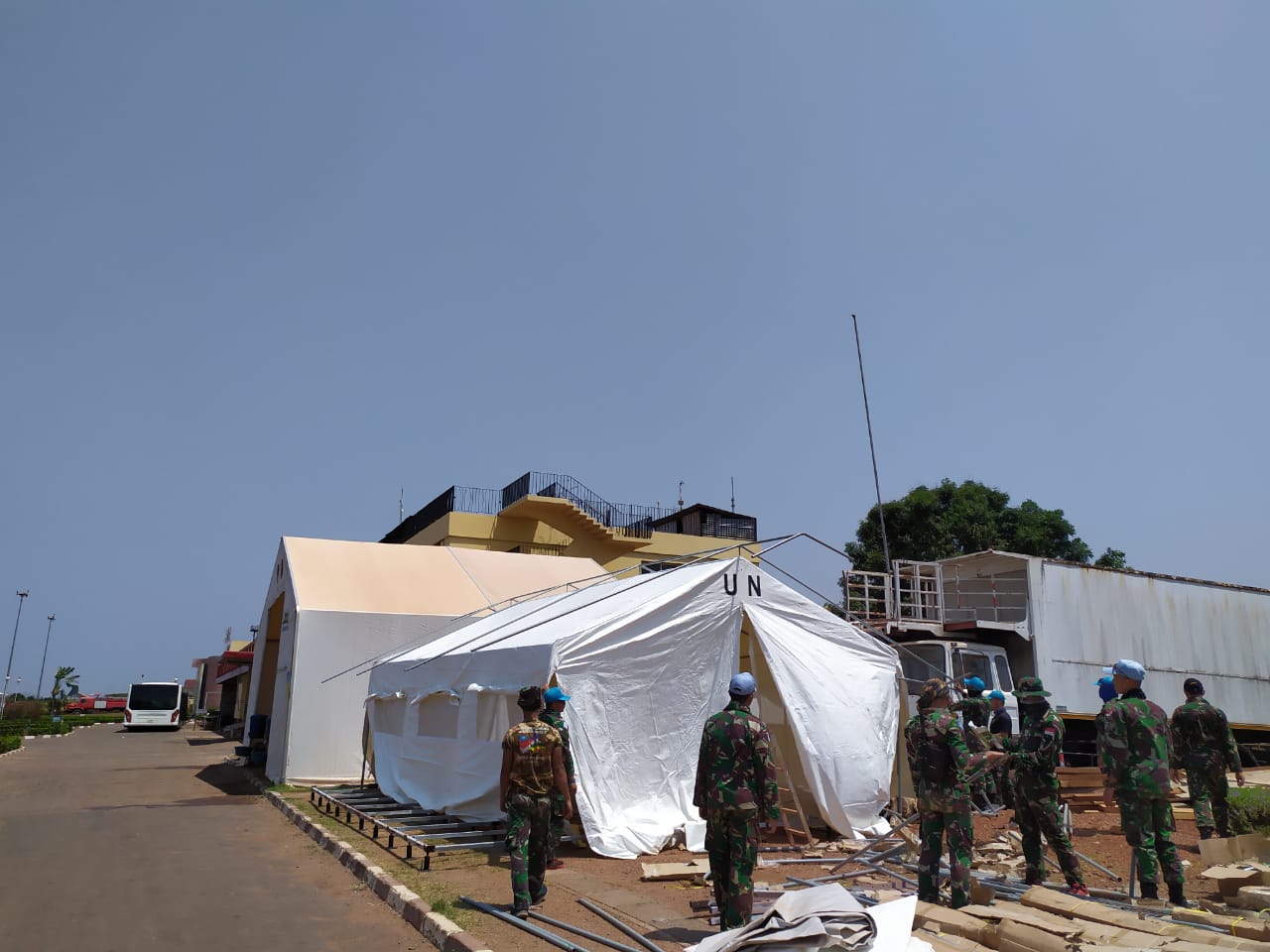 Satgas Kizi TNI Bangun Posko Antisipasi Corona di Afrika Tengah