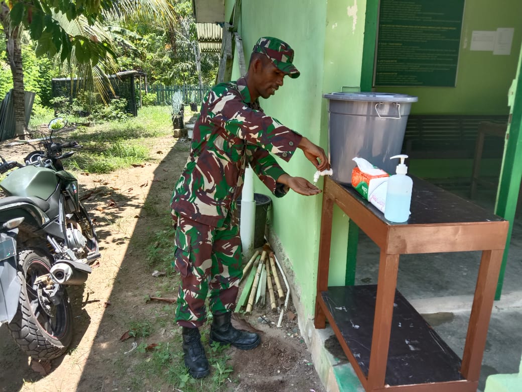 Tangkal Virus Corona, Kodim Aceh Jaya Buat Wastafel di Setiap Koramil