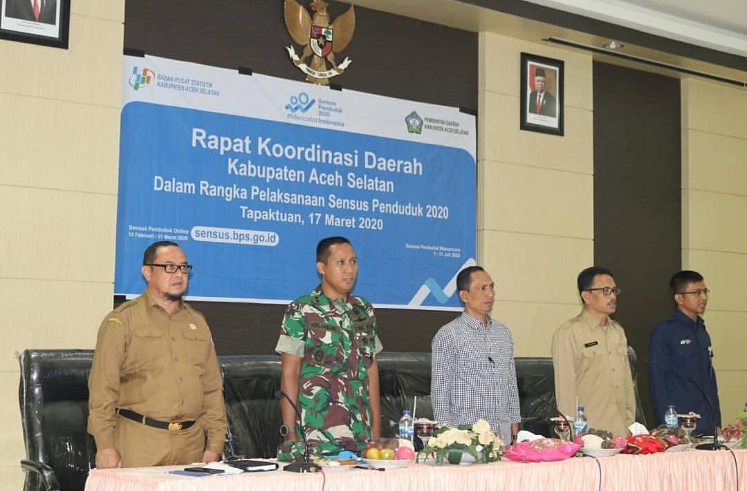 Dandim 0107 Aceh Selatan Hadiri Rapat Koordinasi Pelaksanaan Sensus Penduduk  Tahun 2020