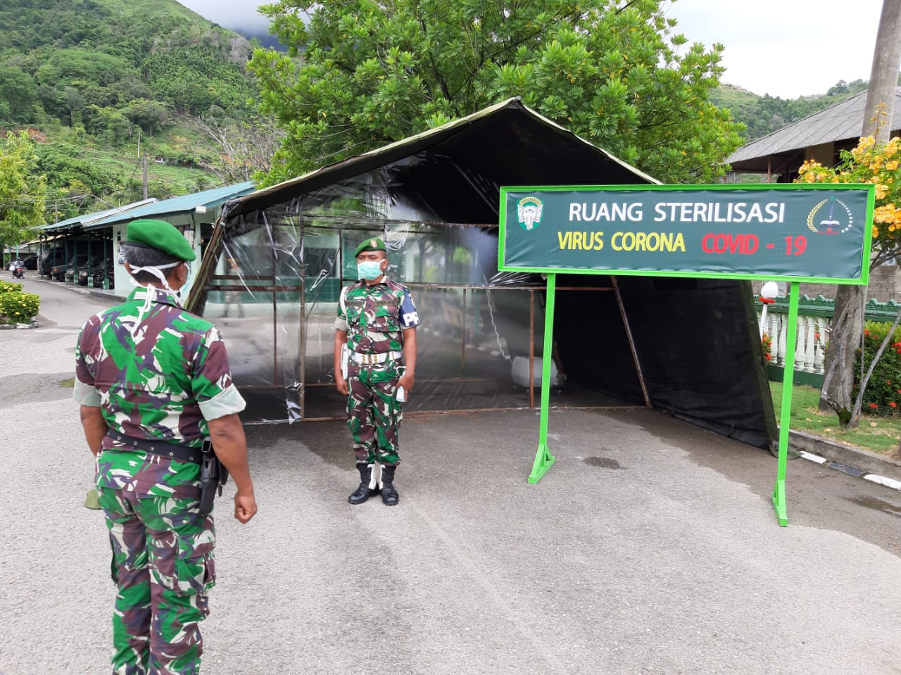 Makodim 0107/Aceh Selatan Sediakan Bilik Penyemprotan Disinfektan