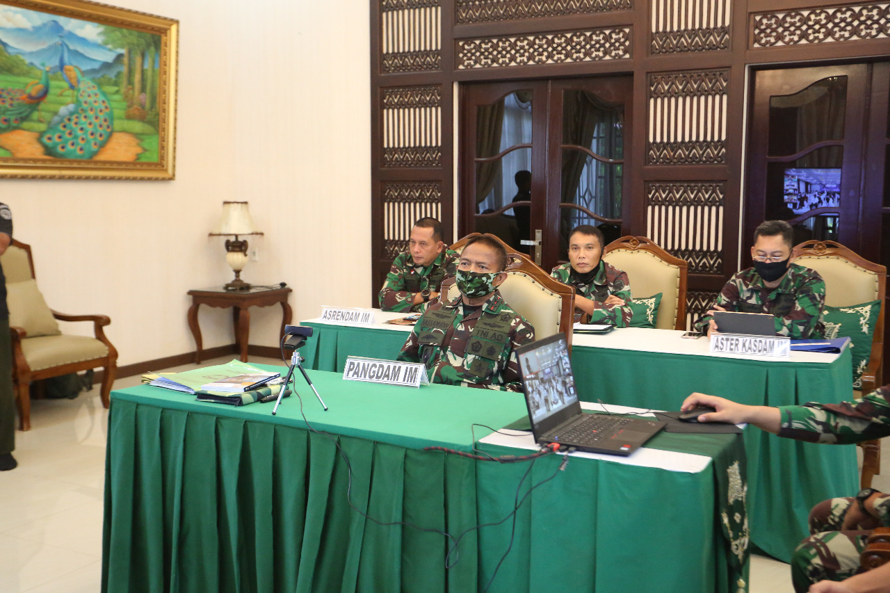 Pangdam IM Ikut Rapat Musrenbang Melalui Video Teleconference