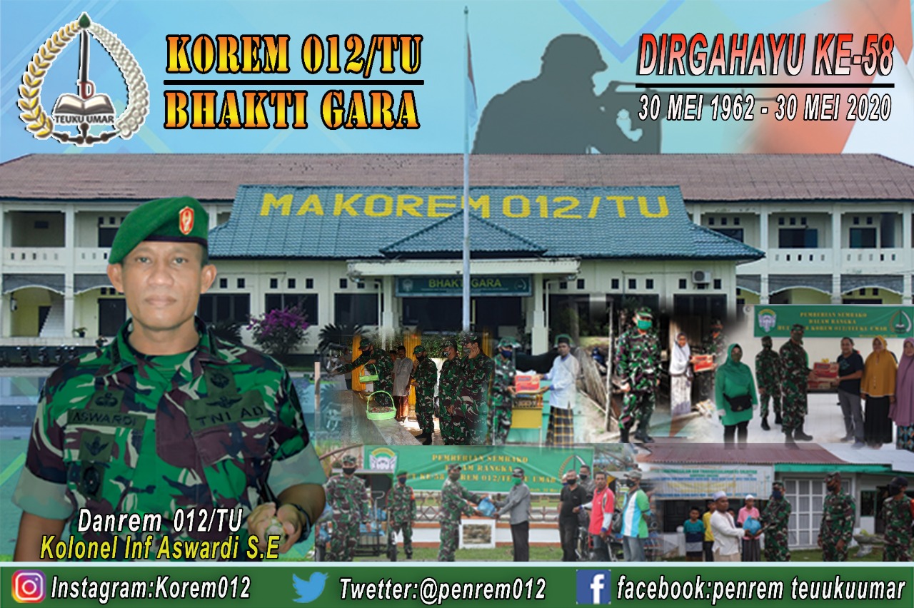 Hut Ke- 58, Korem 012/TU Melaksanakan Ziarah dan Pemberian Sembako