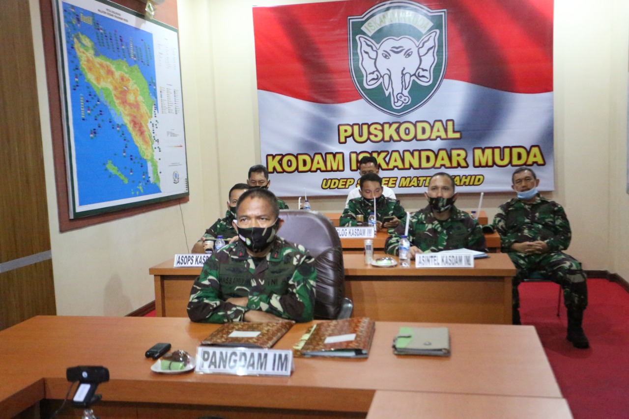 Pangdam IM ikuti Vikon Gugus Tugas Percepatan Penanganan Covid 19