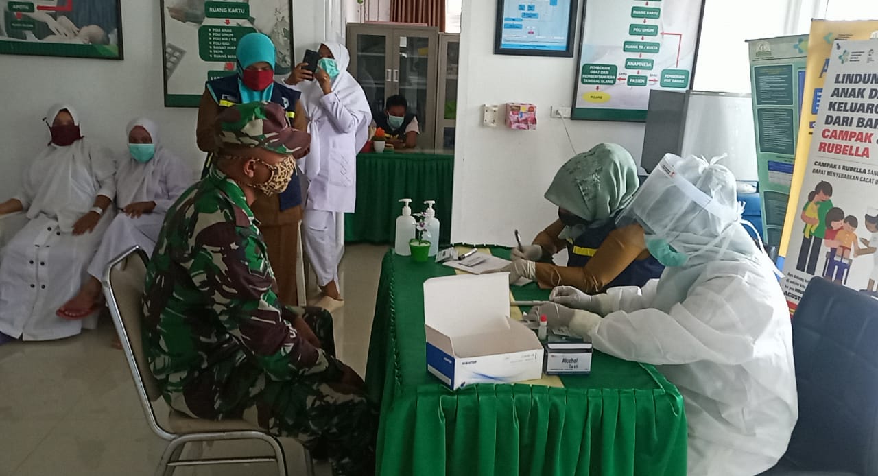Cegah Penularan Covid-19, Personil TNI jajaran Kodim 0114/Aceh Jaya Ikut Rapid Test