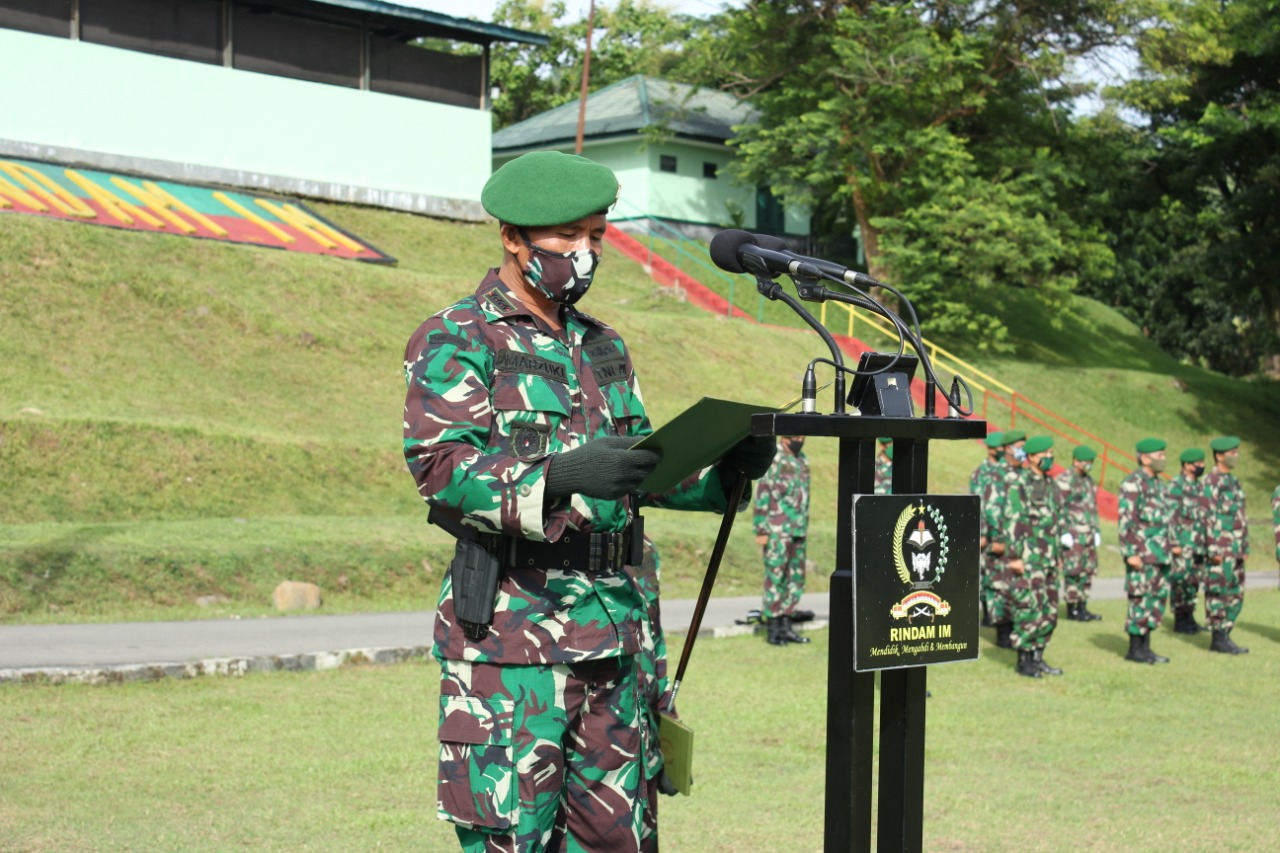 Danrindam IM Resmi Buka Pendidikan Kejuruan Bintara Infanteri Abit Diktukba TNI AD TA 2020