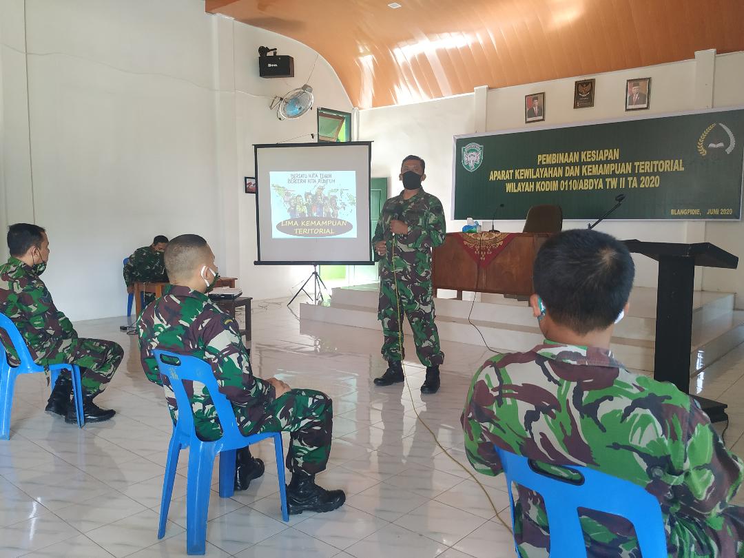 Kodim 0110/Abdya Gelar Kegiatan Pembinaan Kesiapan Aparat Kewilayahan Dan Kemampuan Teritorial TW II Ta 2020