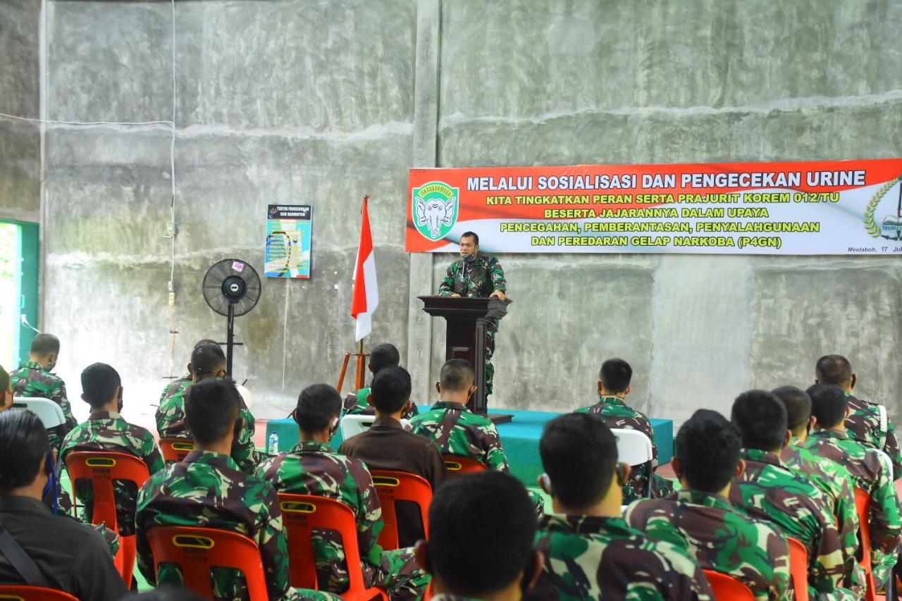 Antisipasi Bahaya Narkoba, Korem 012/TU Melaksanakan Sosialisasi P4GN