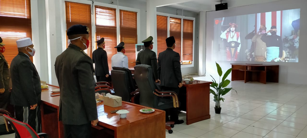 Dandim Aceh Jaya Bersama Forkopimda Ikuti Upacara HUT Proklamasi Kemerdekaan RI ke – 75 Secara Virtual