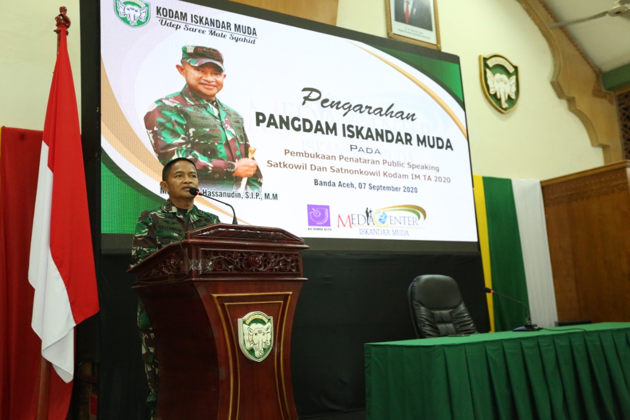 Buka Penataran Public Speaking, Pangdam IM: Personel Penerangan Ujung Tombak TNI AD