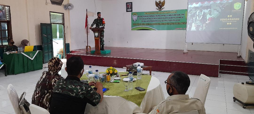 Dalam Rangka Pencegahan Penyebaran Covid 19 ; Dandim 0103/Aut Laksanakan Komsos Dengan KBT