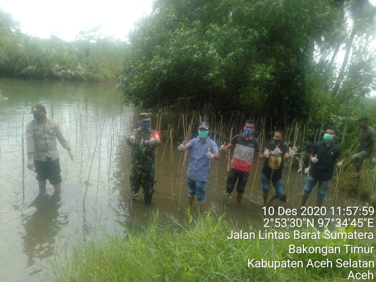 Babinsa Koramil 08/Bakongan Ikut  Penanaman Mangrove di Pesisir Pantai