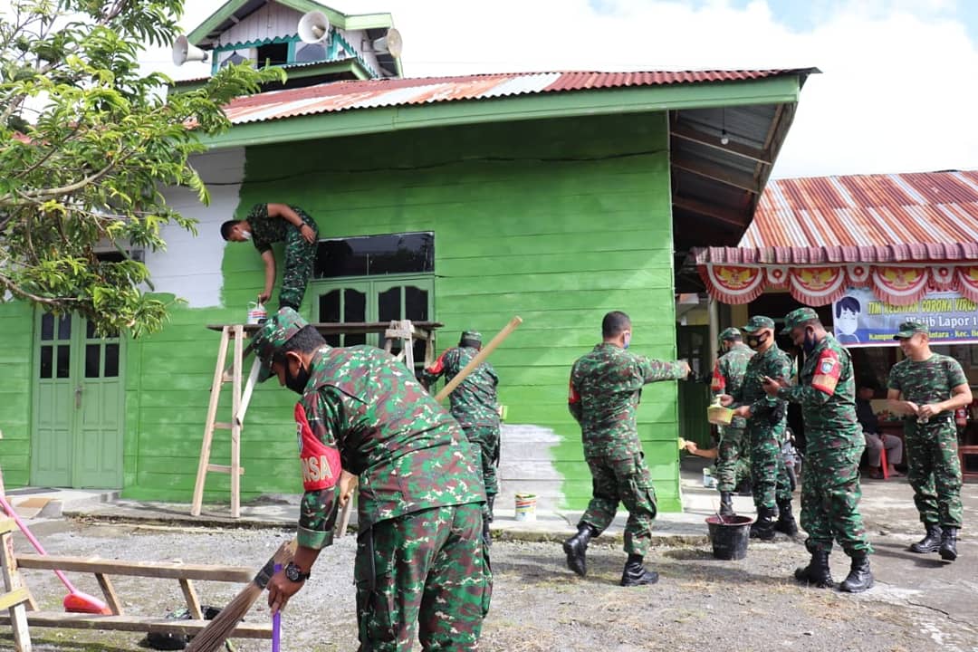 Kodim 0106/Aceh Tengah Laksanakan Penggecetan 2 (Dua) mushola Dalam Rangka HUT Kodam IM ke-64. TA 2020