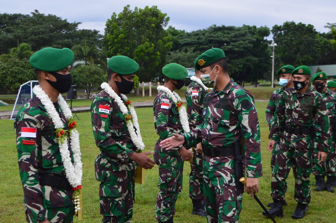 Begini Suasana Penyambutan Prajurit Yonzipur 16/DA Personil Satgas Apter