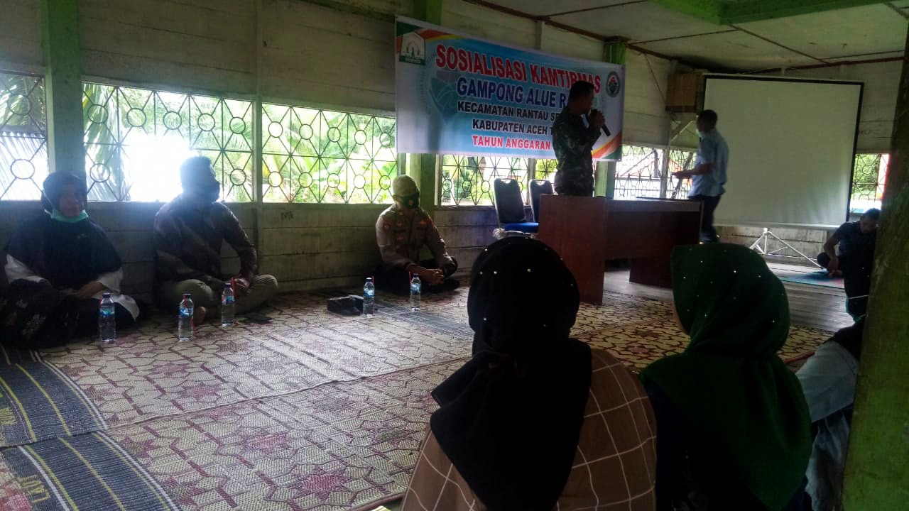 Hadiri Sosialisasi Kamtibmas, Begini Pesan Danramil 03/Rts Kepada Warga Gampong Alue Raya