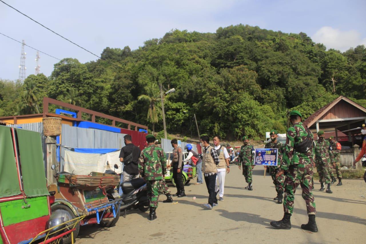Meminimalisir Penyebaran Covid-19, Jajaran Kodim 0107/Aceh Selatan Bersama Dinas Terkait Serentak Laksanakan Penegakan Protokol Kesehatan