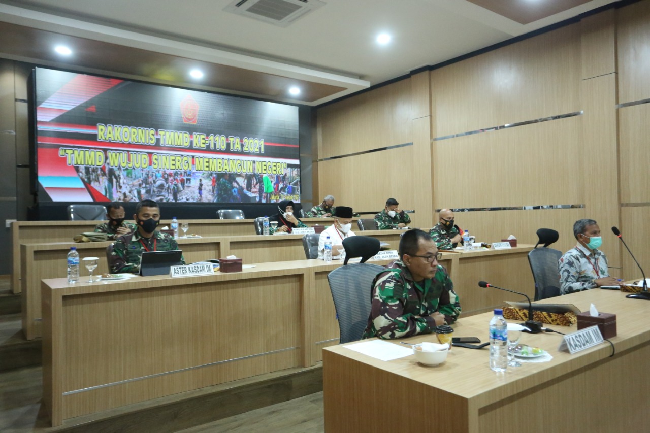 Kasdam IM Hadiri Rakornis TMMD ke-110 Tahun Anggaran 2021 Secara Virtual