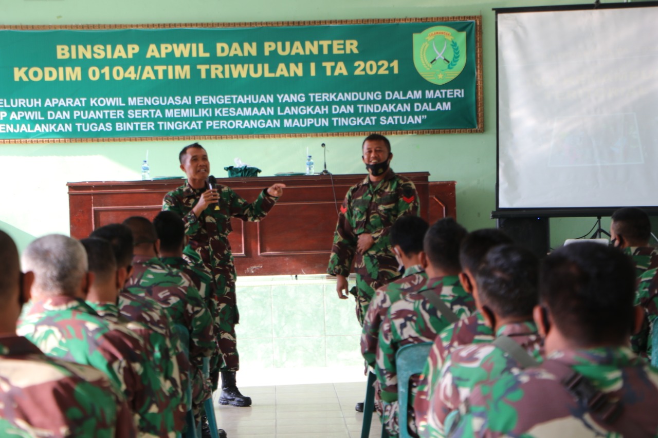 Tingkatkan Kualitas Babinsa, Kodim 0104/Atim Gelar Binsiap Apwil dan Puanter TW-I TA. 2021