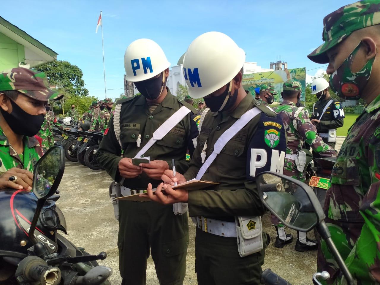 Kodim 0116/Nagan Raya Bekerjasama Denpom-2 Meulaboh Laksanakan Pengecekan Kedaraan Dinas dan Pribadi   