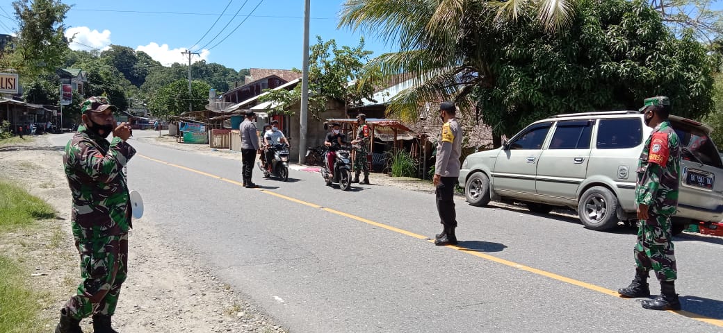 Tak Bosan-Bosan Koramil Dan Polsek Laksanakan Pendisiplinan Protokol Kesehatan
