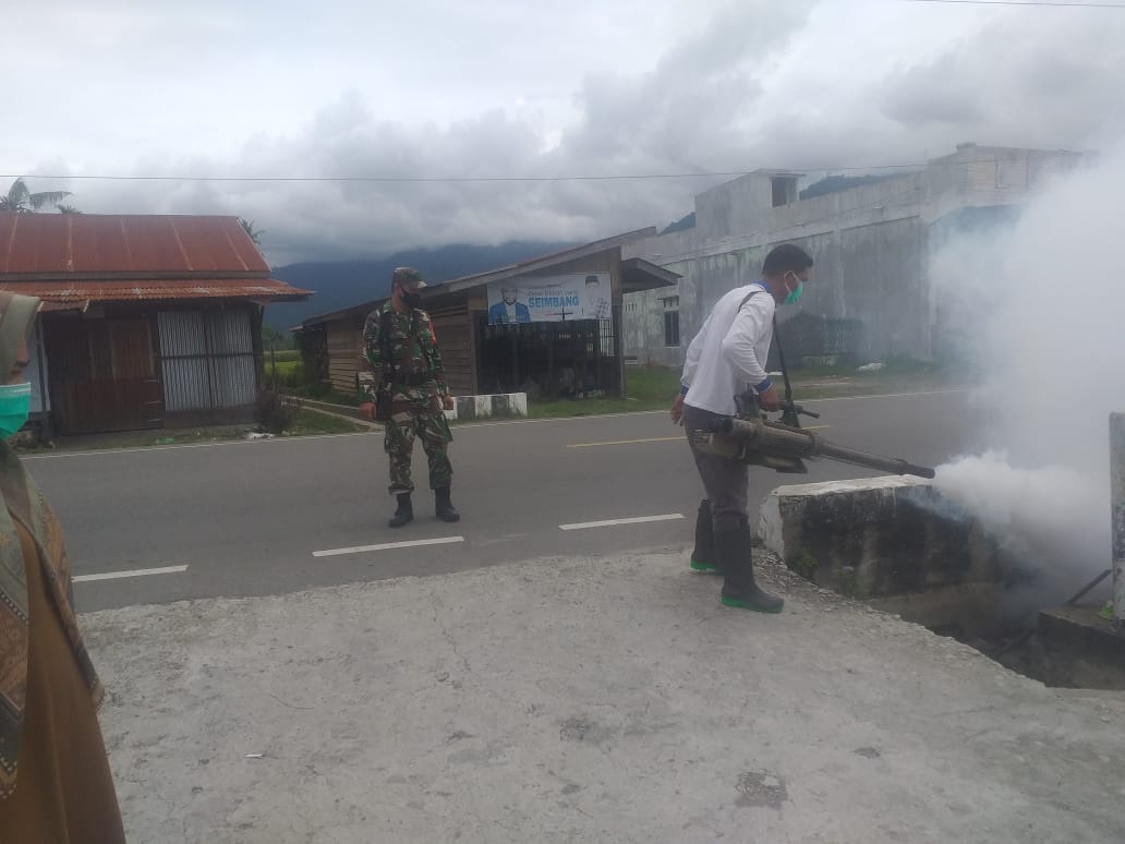 Cegah DBD ditengah Pandemi Covid-19, Babinsa Dampingi Petugas Dinkes Laksanakan Fogging