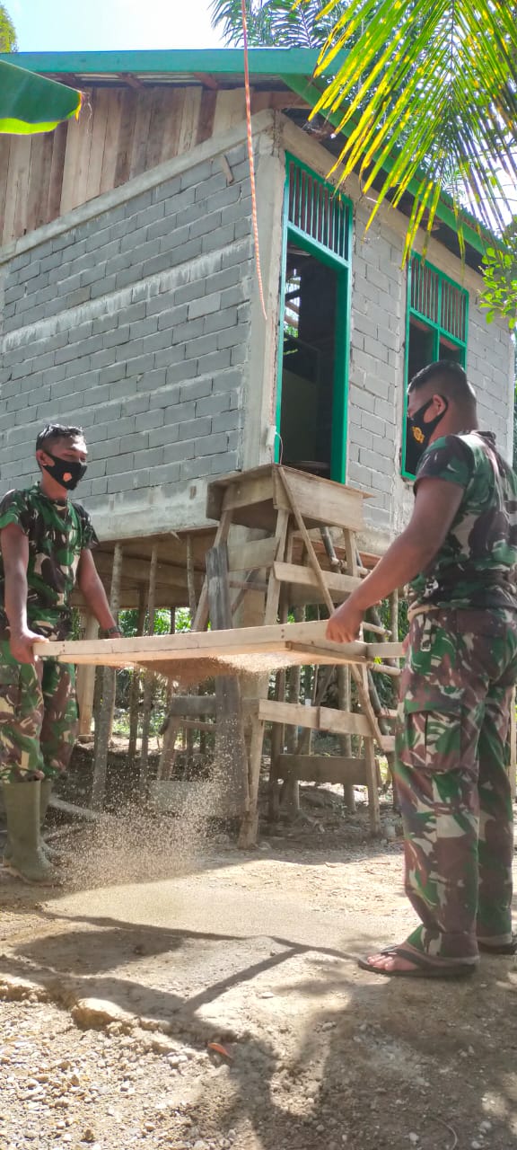 Prajurit Kodim 0110/Abdya Kebut Pengerjaan RTLH Di Kecamatan Babahrot