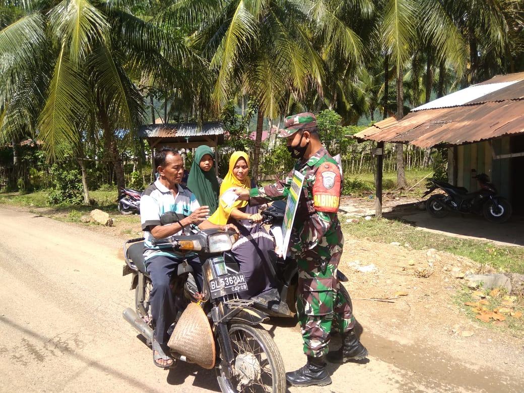Koramil 20/Darul Kamal, Terus Terapkan Disiplin Protokol Kesehatan Kepada Masyarakat