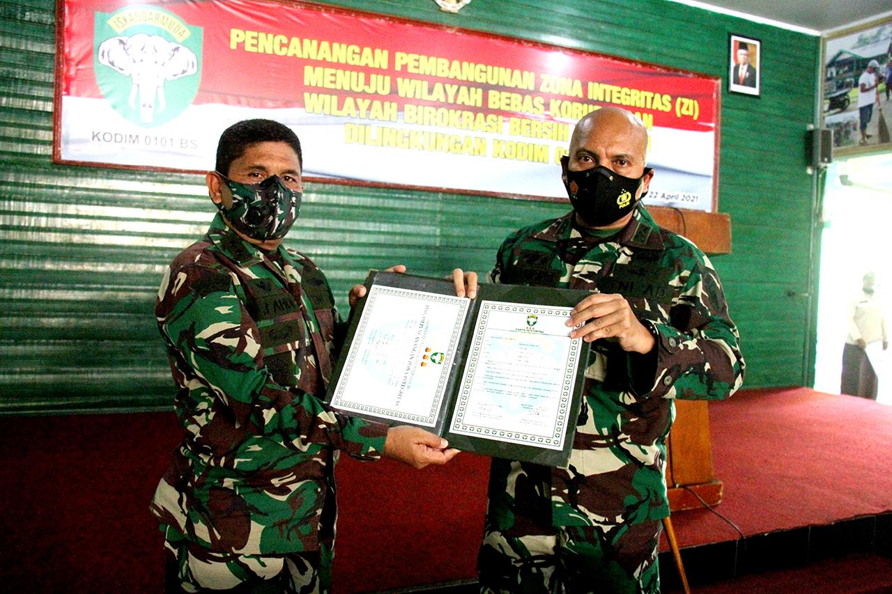 Dandim 0101/BS : Kodim 0101/BS Siap Menyandang Predikat Zona Integritas