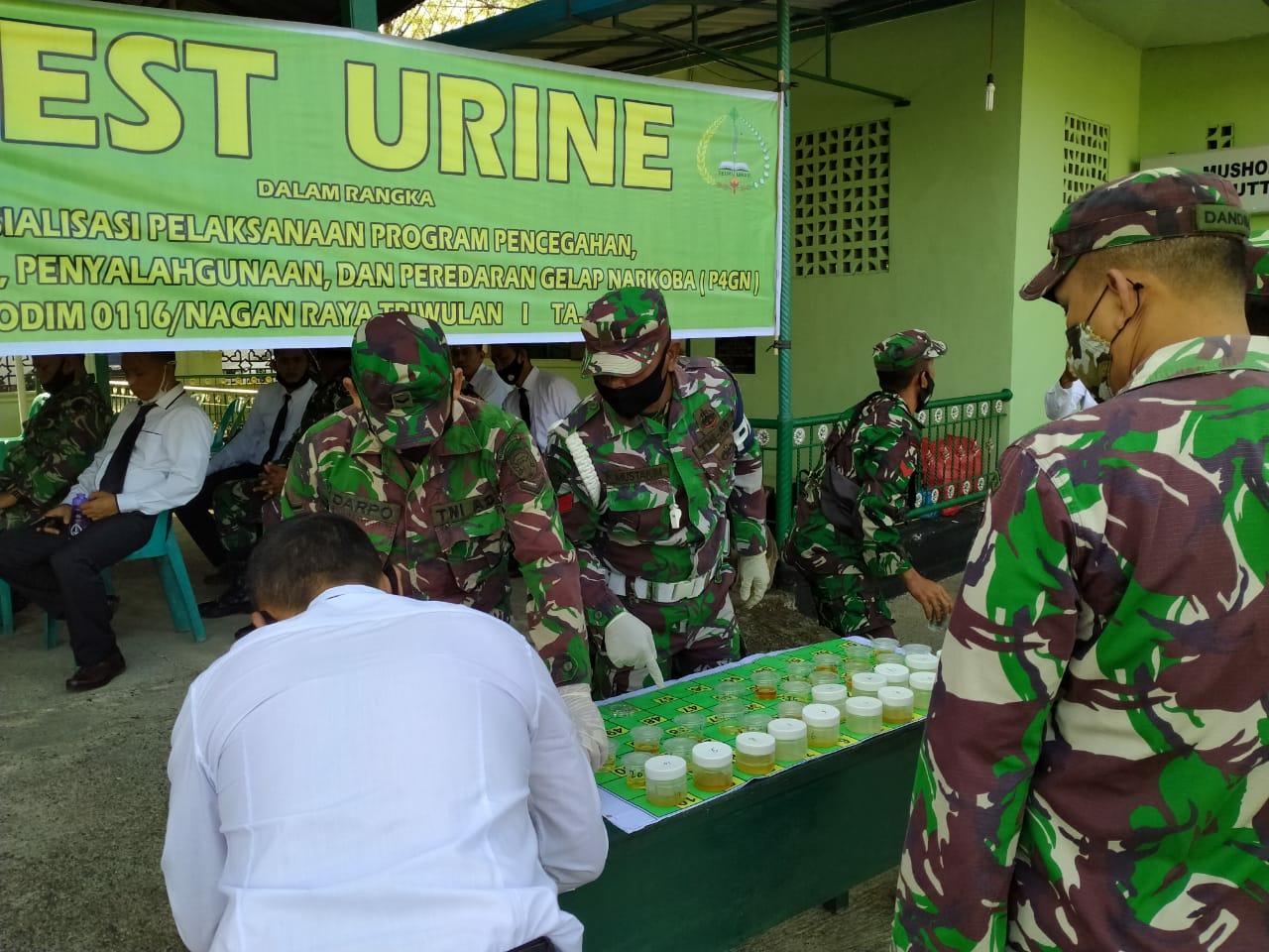 Perangi Narkoba, Kodim 0116/Nagan Raya Gelar Test Urine