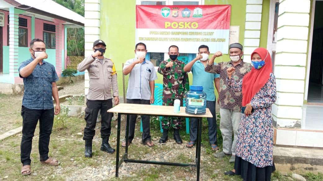 Optimalisasi Penangan Covid-19, Babinsa, Bhabinkamtibmas dan Pemdes Kreung Kluet Bentuk Posko PPKM Mikro